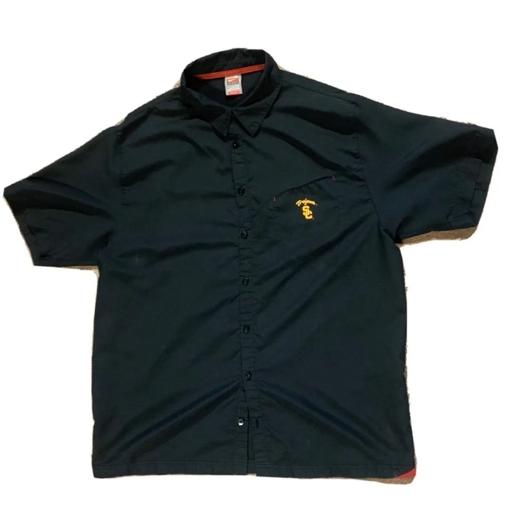 VTG Nike Dri Fit USC Trojans Football Black Button Down Shirt XL Extra Large SC